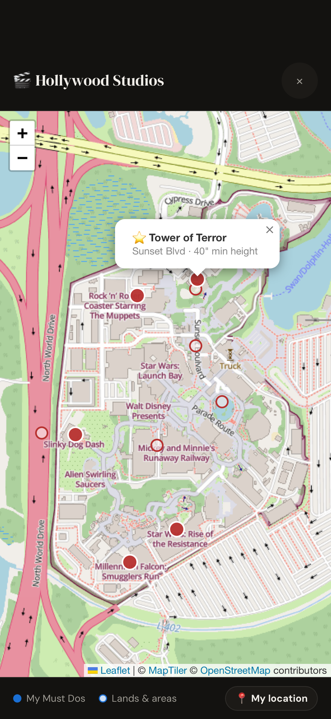 Must-do map with attraction pins